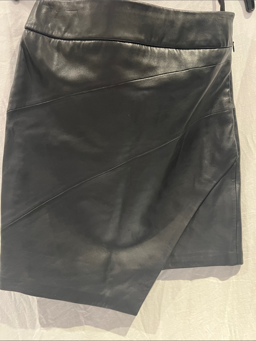Zadig & Voltaire Black Asymmetrical Leather Mini Skirt